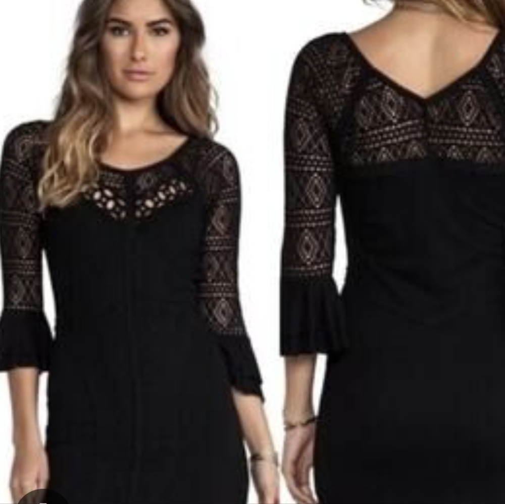 Free People Black Lace Long Sleeve Dress